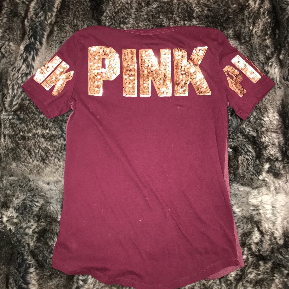 PINK burgundy and rose gold sequin shirt.
